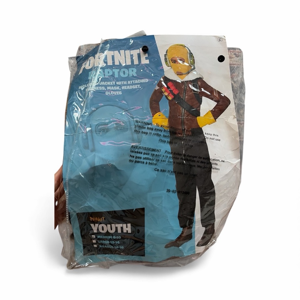 Spirit Fortnite Raptor Youth Costume - Brown and Yellow Halloween costume 4-8y